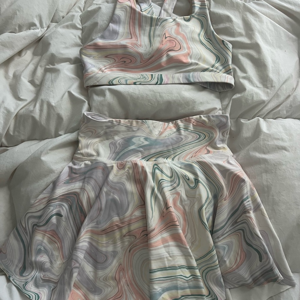 Old Navy Silver Pink Skater Mini Skirt Set